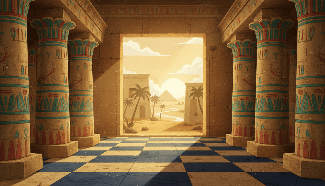 Eye of Horus desert temple scene